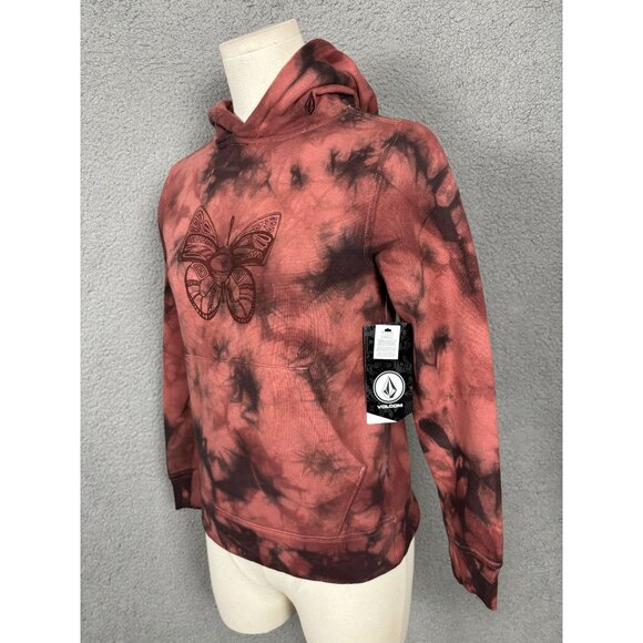 Volcom Tie-Dye Women's Butterfly Hotlapper Fleece Lined Hoodie XS Pink Salt NWTs - Picture 5 of 8